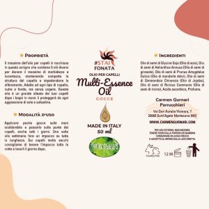 Olio per Capelli Vegan Multi-Essence - Etichetta