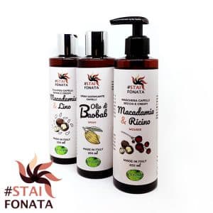 Set Capelli Crespi e Fini "Jojoba Deluxe": Shampoo, Maschera, Olio - Bottigliette