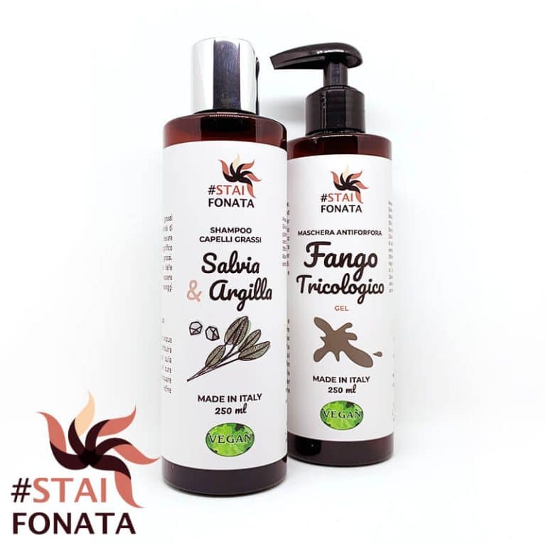 Set Capelli Grassi "Caolino" - Shampoo + Maschera - Bottigliette