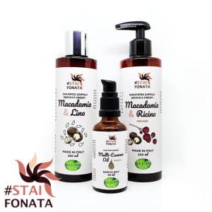 Set Capelli Secchi Crespi "Macadamia Deluxe": Shampoo, Maschera, Olio - Bottiglietta