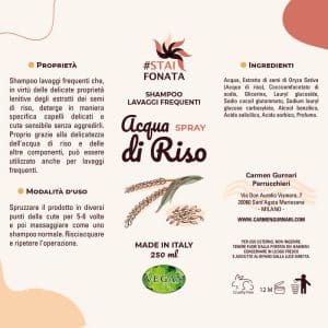 Shampoo Lavaggi Frequenti Vegano - Acqua di Riso - Etichetta