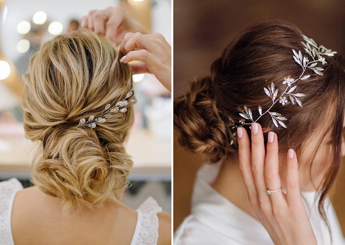 Acconciature sposa capelli lunghi Milano:  chignon semplice e tradizionale