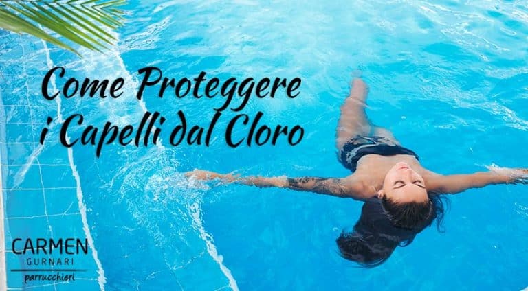 Come Proteggere i Capelli dal Cloro: ragazza con bikini nero su una piscina